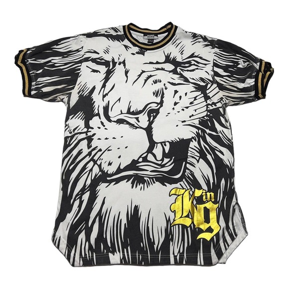 One Color One Nation King Men's Black White Gold Lion Savage T-Shirt Sz Large L - Picture 1 of 5